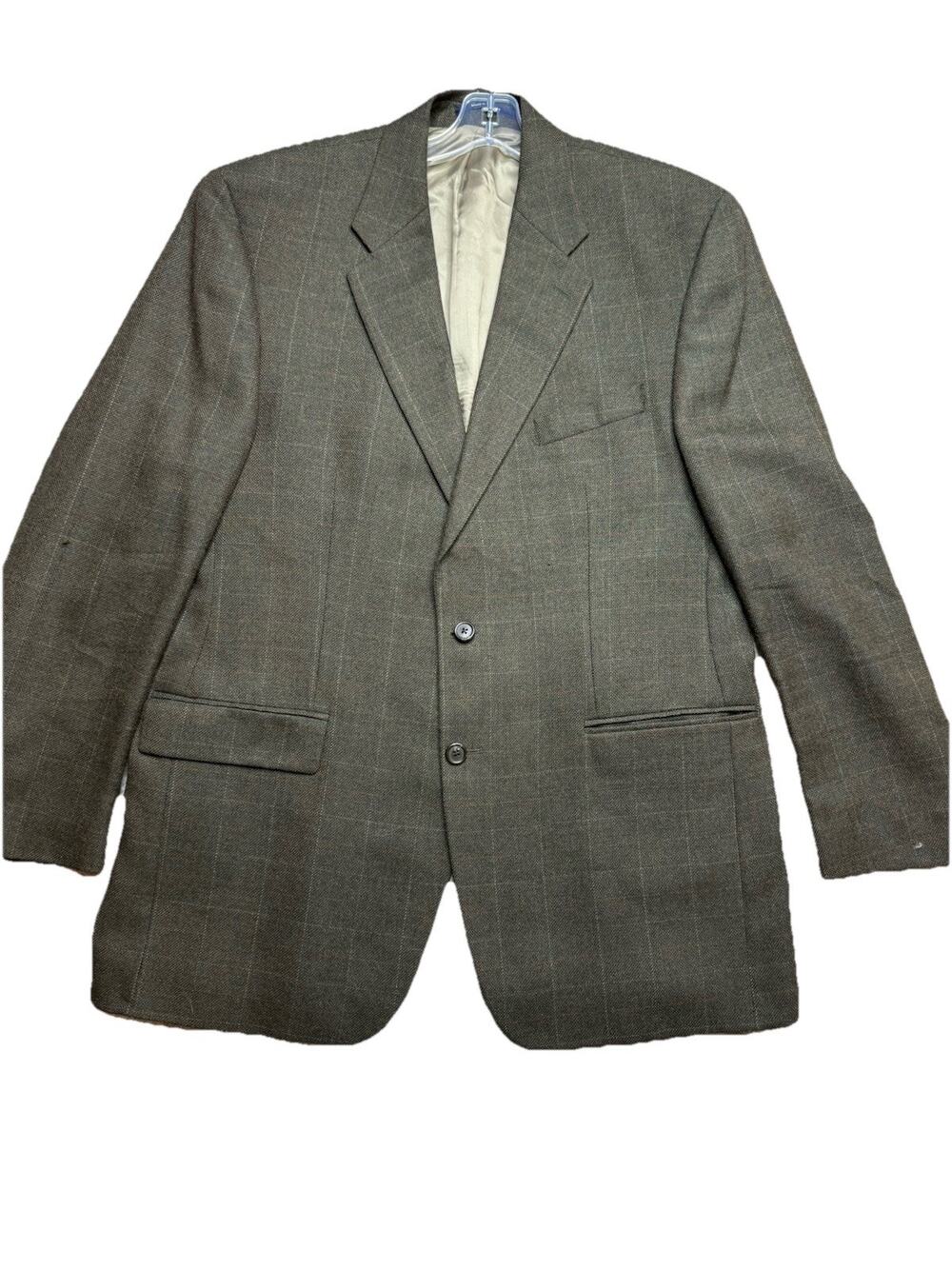 VTG Polo Ralph Lauren Blazer Mens 44 L Green Plaid Windowpane Union Made in USA